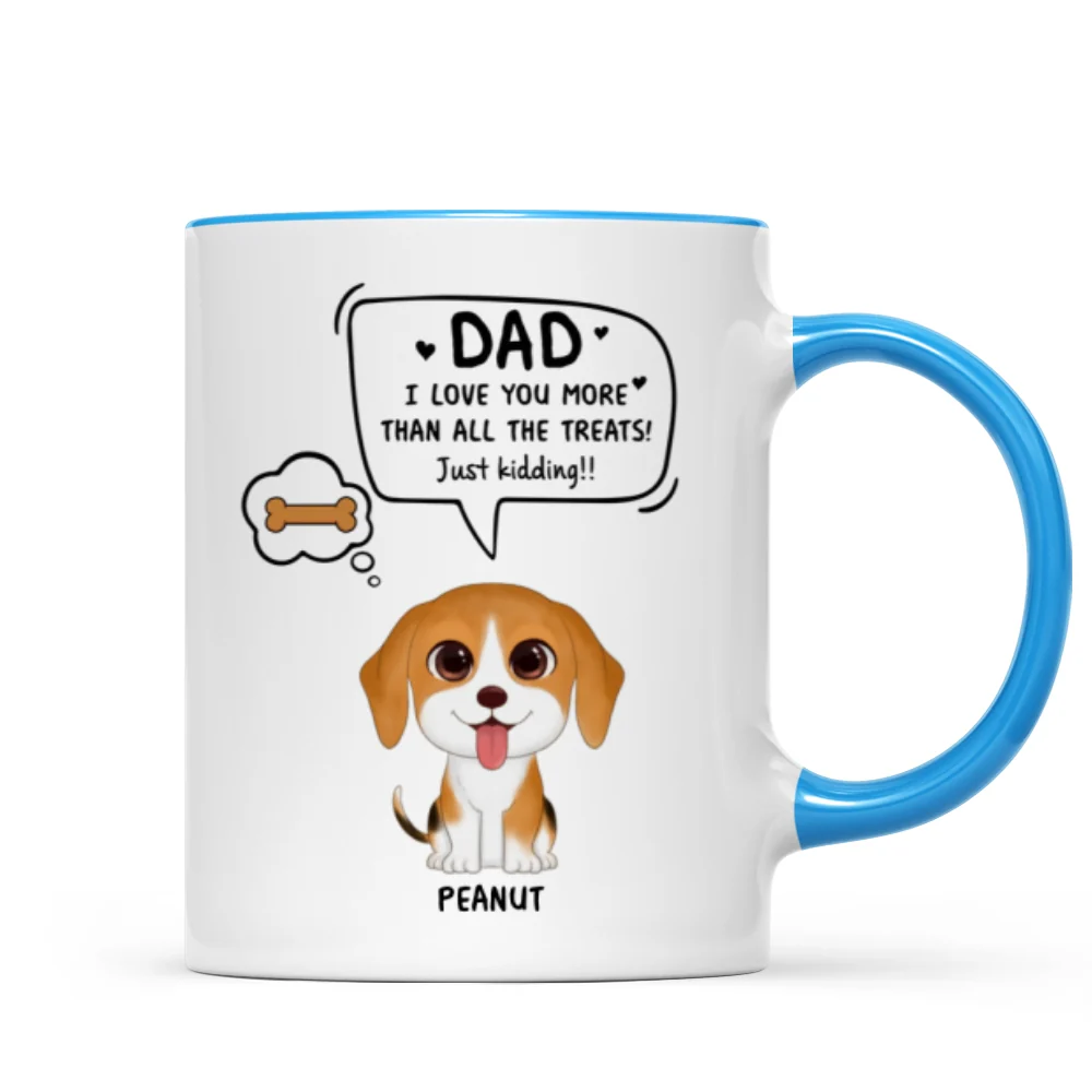 We Love You More Than All The Treats Watercolor Cute Dogs Gift For Dad Personalized Mug - Image 8