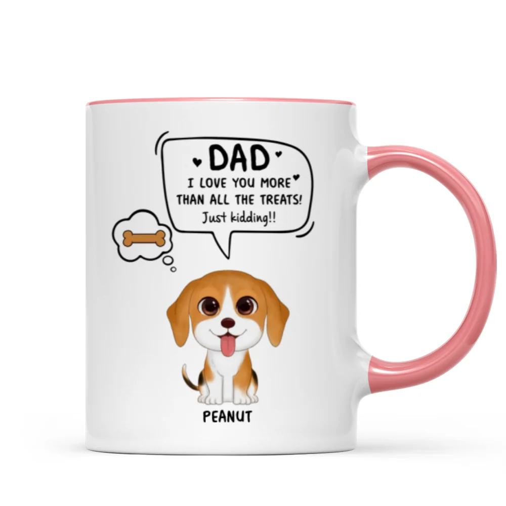 We Love You More Than All The Treats Watercolor Cute Dogs Gift For Dad Personalized Mug - Image 9