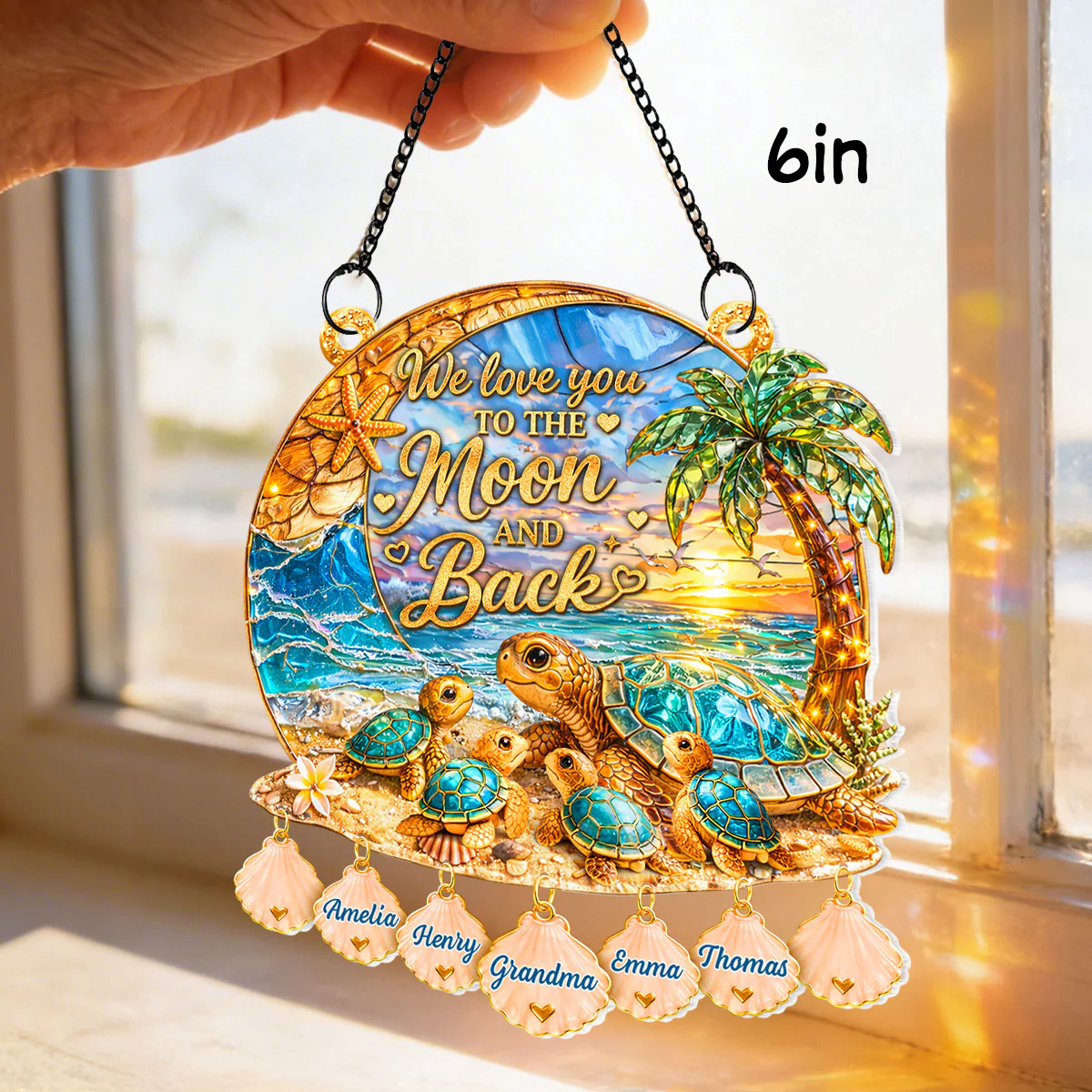 We Love You to the Moon and Back Turtle Grandma Mom - Personalized Suncatcher - Mother's Day Gift for Grandma, Mom, Wife - Image 5