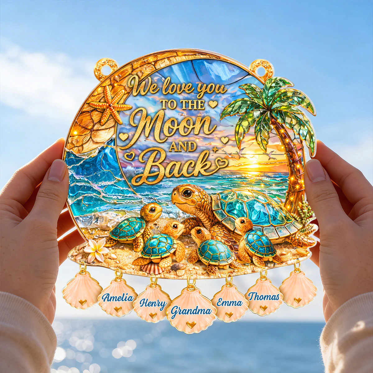 We Love You to the Moon and Back Turtle Grandma Mom - Personalized Suncatcher - Mother's Day Gift for Grandma, Mom, Wife - Image 6