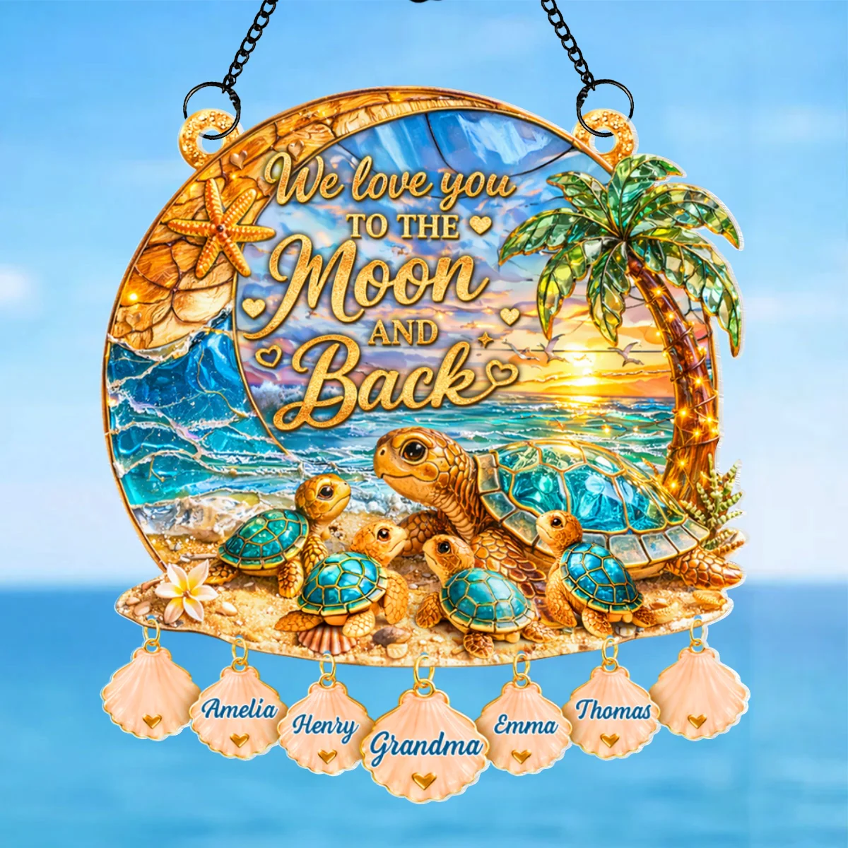 We Love You to the Moon and Back Turtle Grandma Mom - Personalized Suncatcher - Mother's Day Gift for Grandma, Mom, Wife - Image 8