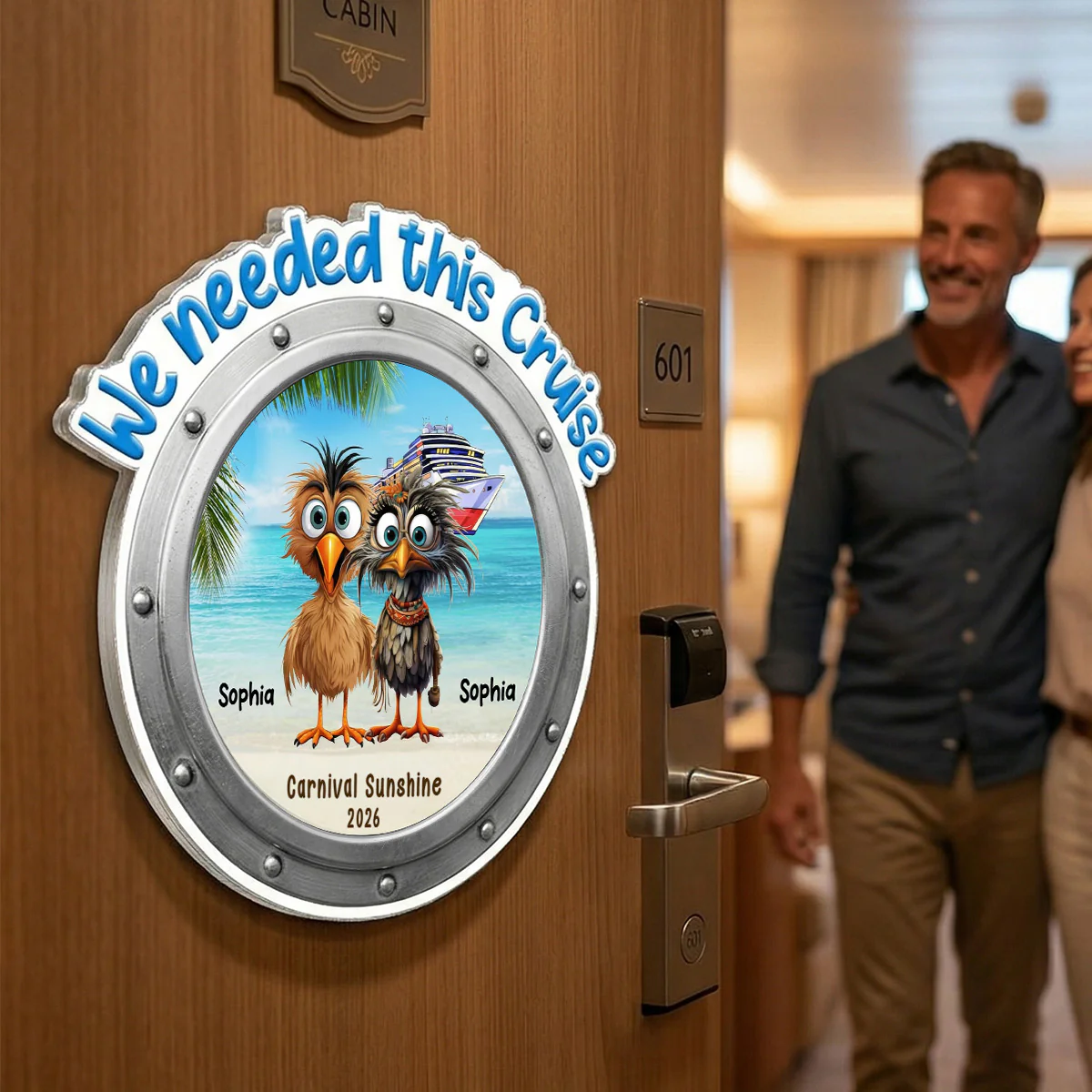 We Needed This Cruise Funny Whimsical Couple - Personalized Cruise Cabin Door Magnet - Cruise Trip Keepsake - Image 2