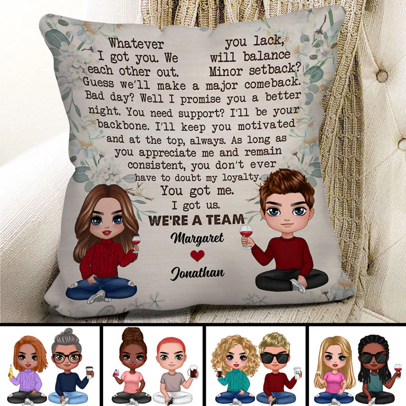 We‘re A Team Doll Couple Personalized Pillow (Insert Included) - Image 2