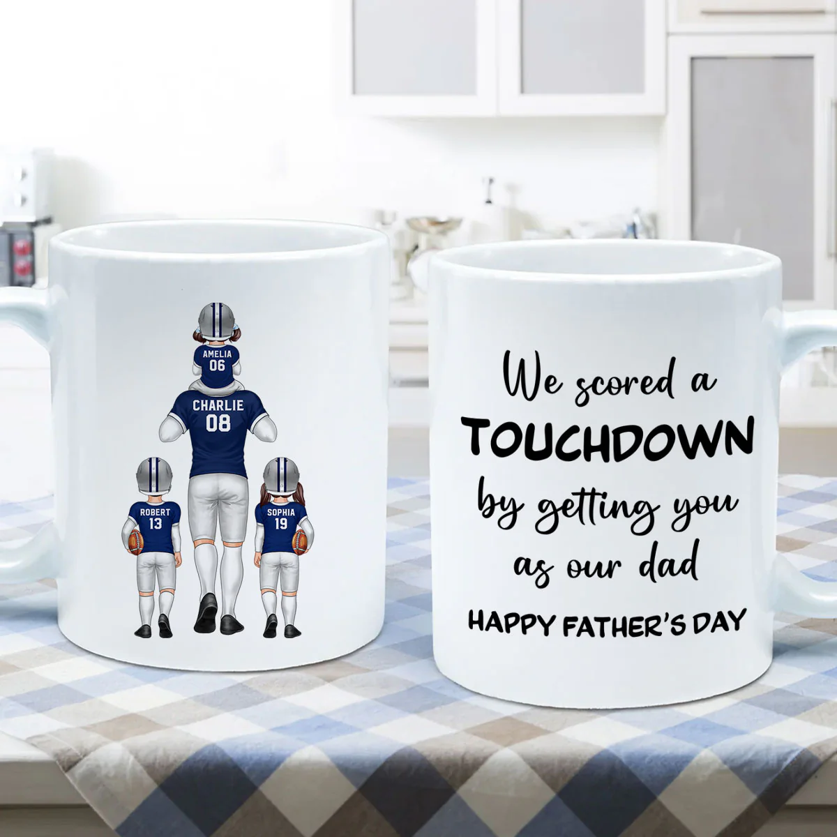 We Scored A Touchdown Getting You As Our Dad American Football Dad Father‘s Day Gift Personalized Mug - Image 5