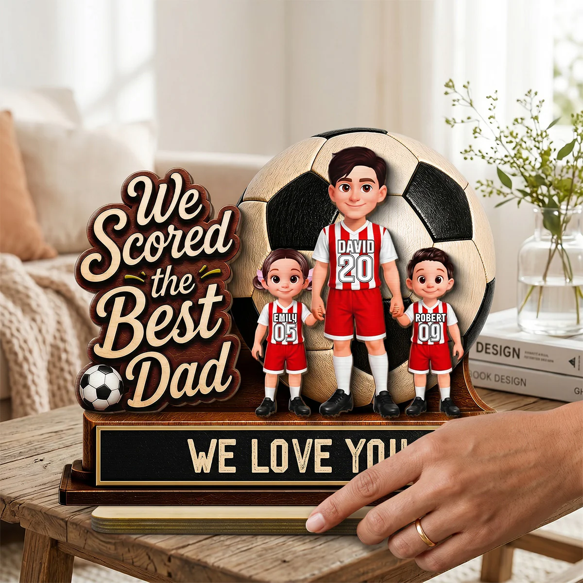 We Scored The Best Dad 2D Flat - Personalized 2-Layered Wooden Plaque - Gift For Soccer Dad, UK Football Dad - Image 5