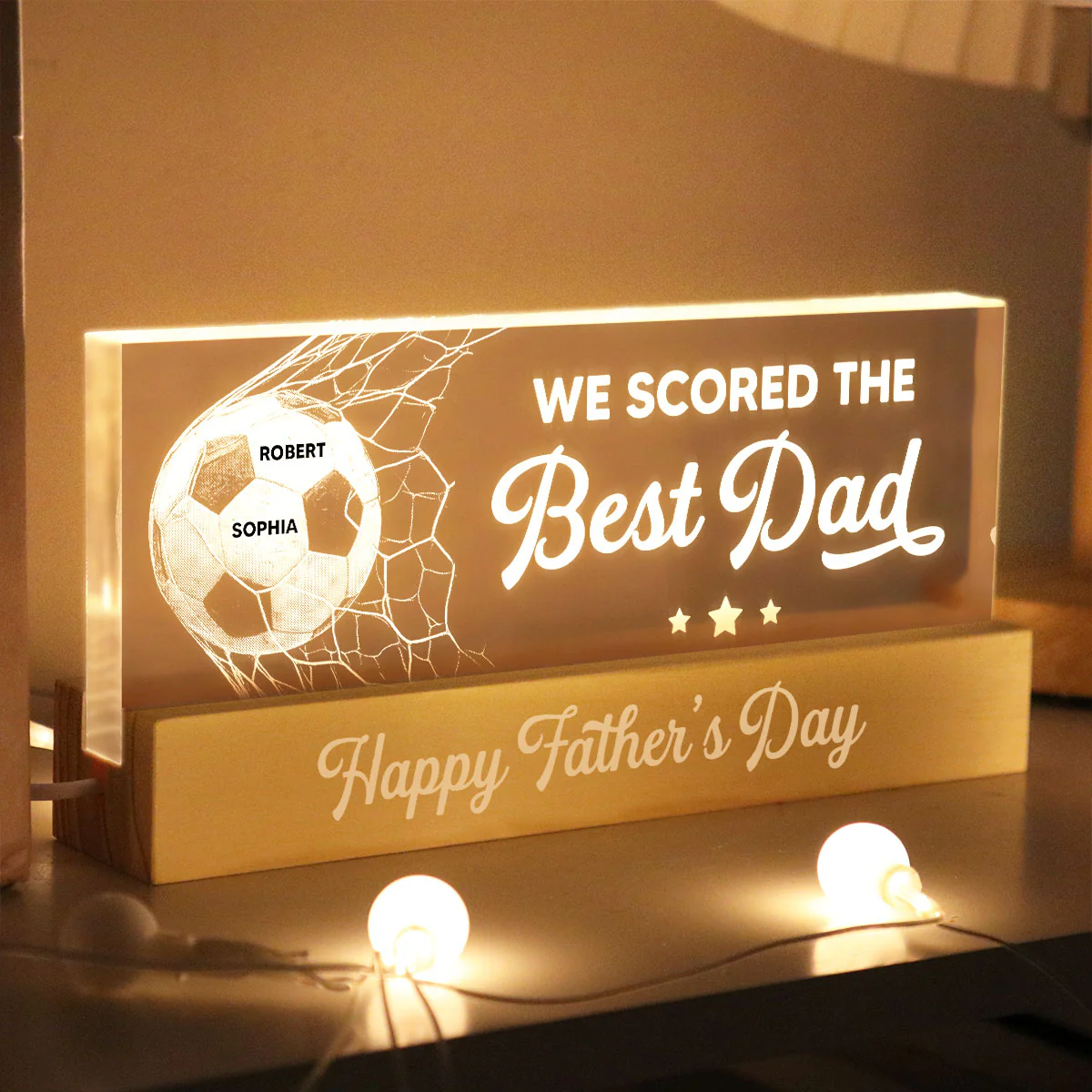 We Scored The Best Dad Mom - Personalized Acrylic Block LED Night Light - Father's Day Gift For Soccer Dad - Image 6