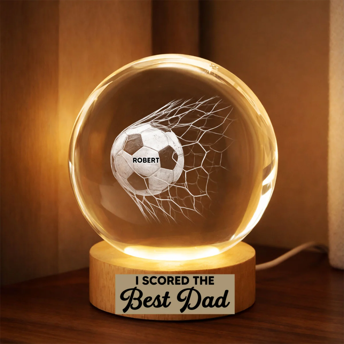 We Scored The Best Dad - Personalized Crystal Ball LED Night Light - Gift For Sport Dad | Soccer, UK Football, Baseball, Basketball, American Football - Image 13