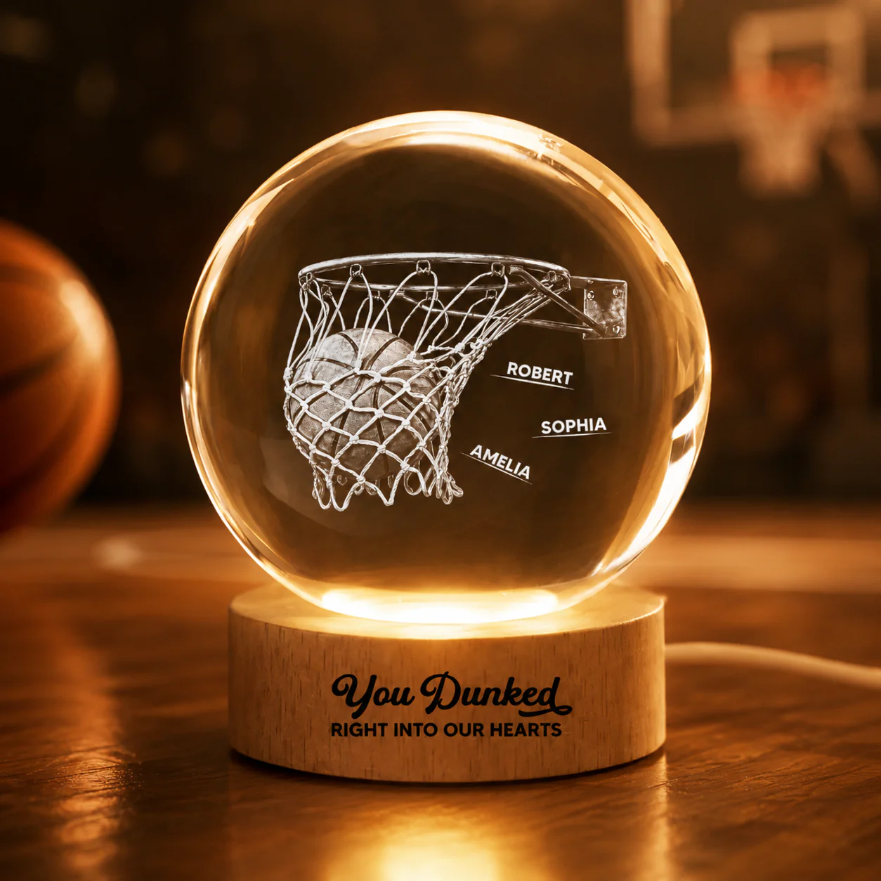 We Scored The Best Dad - Personalized Crystal Ball LED Night Light - Gift For Sport Dad | Soccer, UK Football, Baseball, Basketball, American Football - Image 6