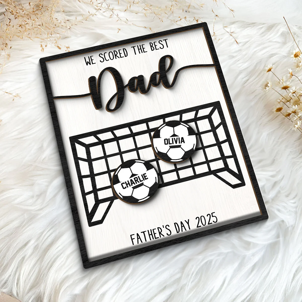 We Scored the Best Dad Personalized 2-Layered Wooden Plaque, Gift for Soccer Dad - Image 6