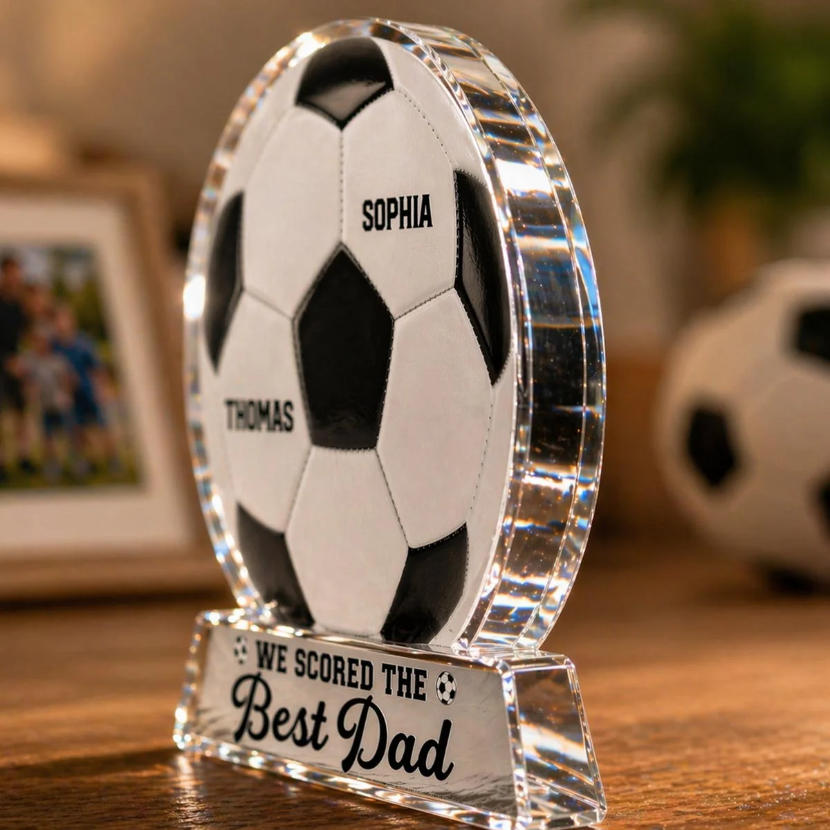 We Scored The Best Dad - Personalized Acrylic Block Plaque -  Gift For Soccer Dad - Image 3