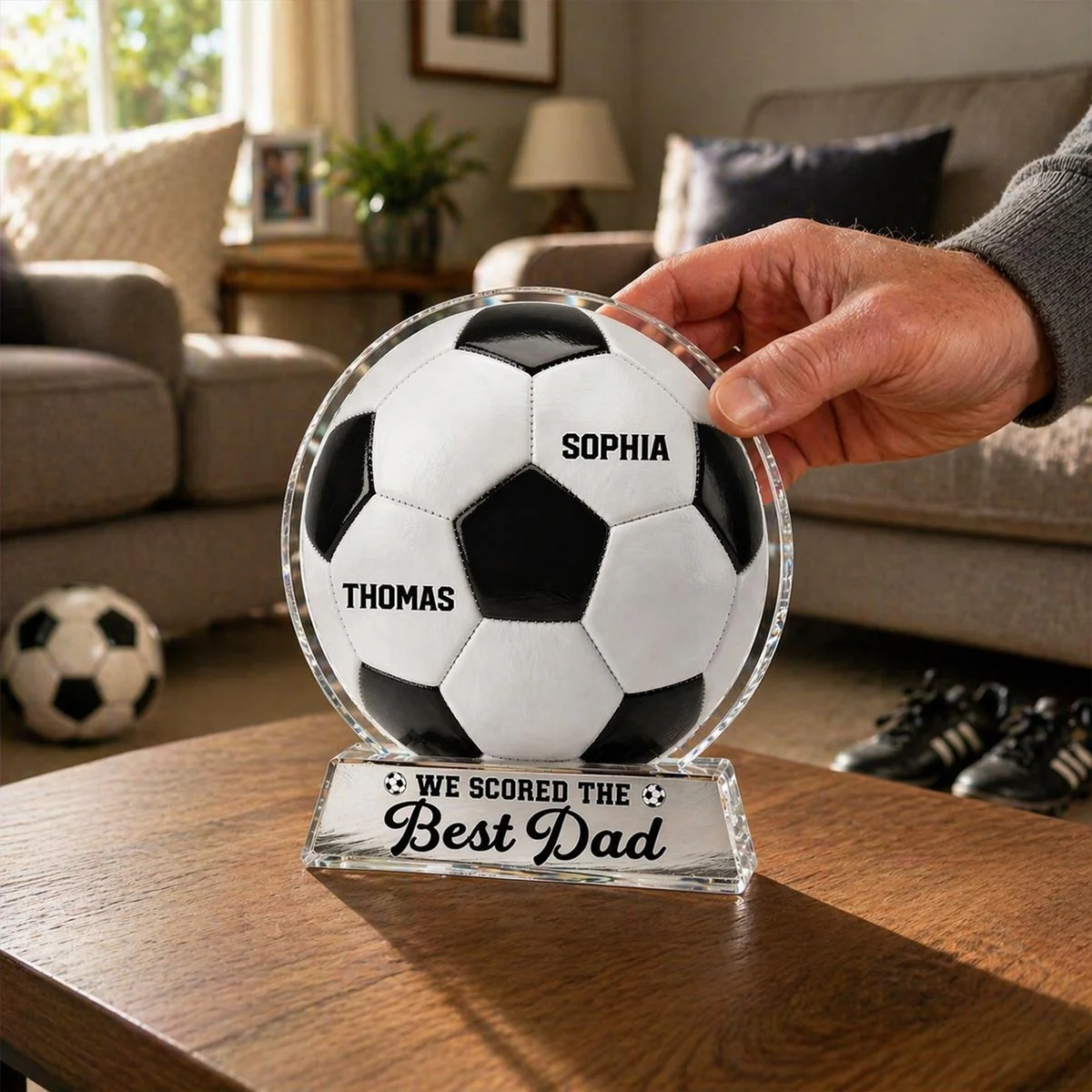 We Scored The Best Dad - Personalized Acrylic Block Plaque -  Gift For Soccer Dad - Image 4