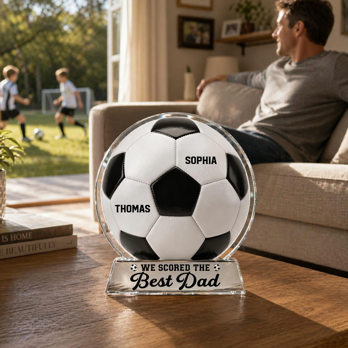 We Scored The Best Dad - Personalized Acrylic Block Plaque -  Gift For Soccer Dad - Image 5