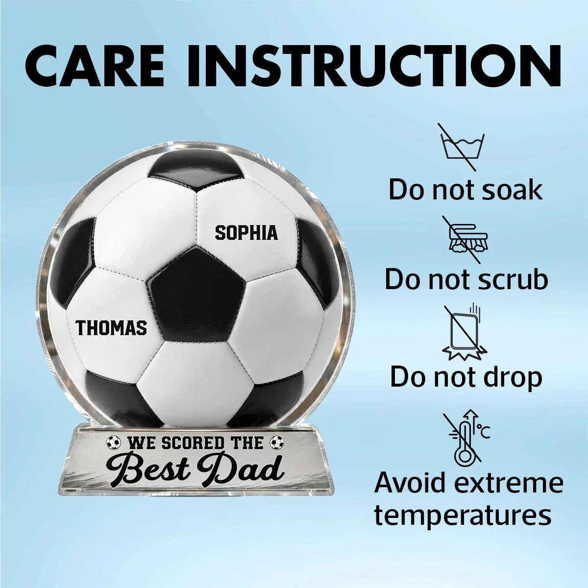 We Scored The Best Dad - Personalized Acrylic Block Plaque -  Gift For Soccer Dad - Image 7