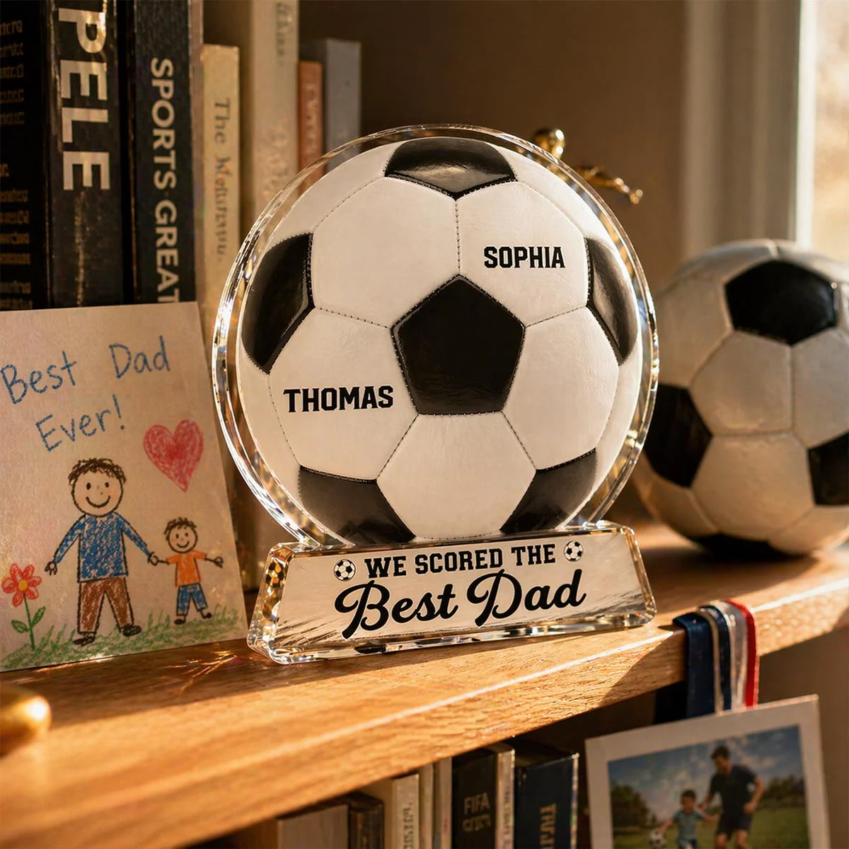 We Scored The Best Dad - Personalized Acrylic Block Plaque -  Gift For Soccer Dad - Image 8