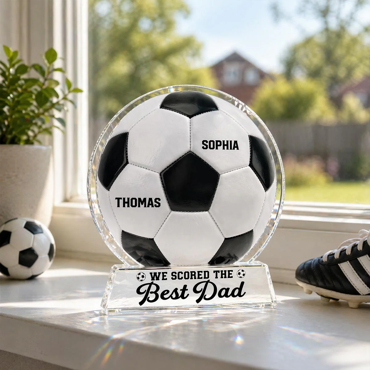 We Scored The Best Dad - Personalized Acrylic Block Plaque -  Gift For Soccer Dad - Image 9