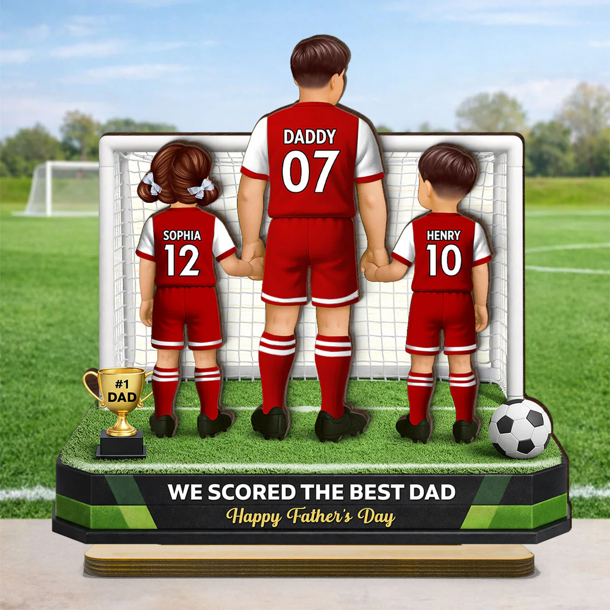 We Scored The Best Dad Soccer - Personalized 2-Layered Wooden Plaque - Heartfelt Gift For Soccer Dad, Gift For Husband