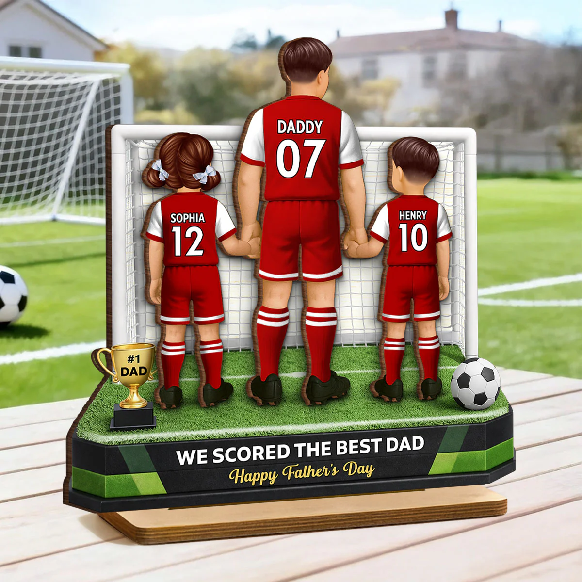 We Scored The Best Dad Soccer - Personalized 2-Layered Wooden Plaque - Heartfelt Gift For Soccer Dad, Gift For Husband - Image 2