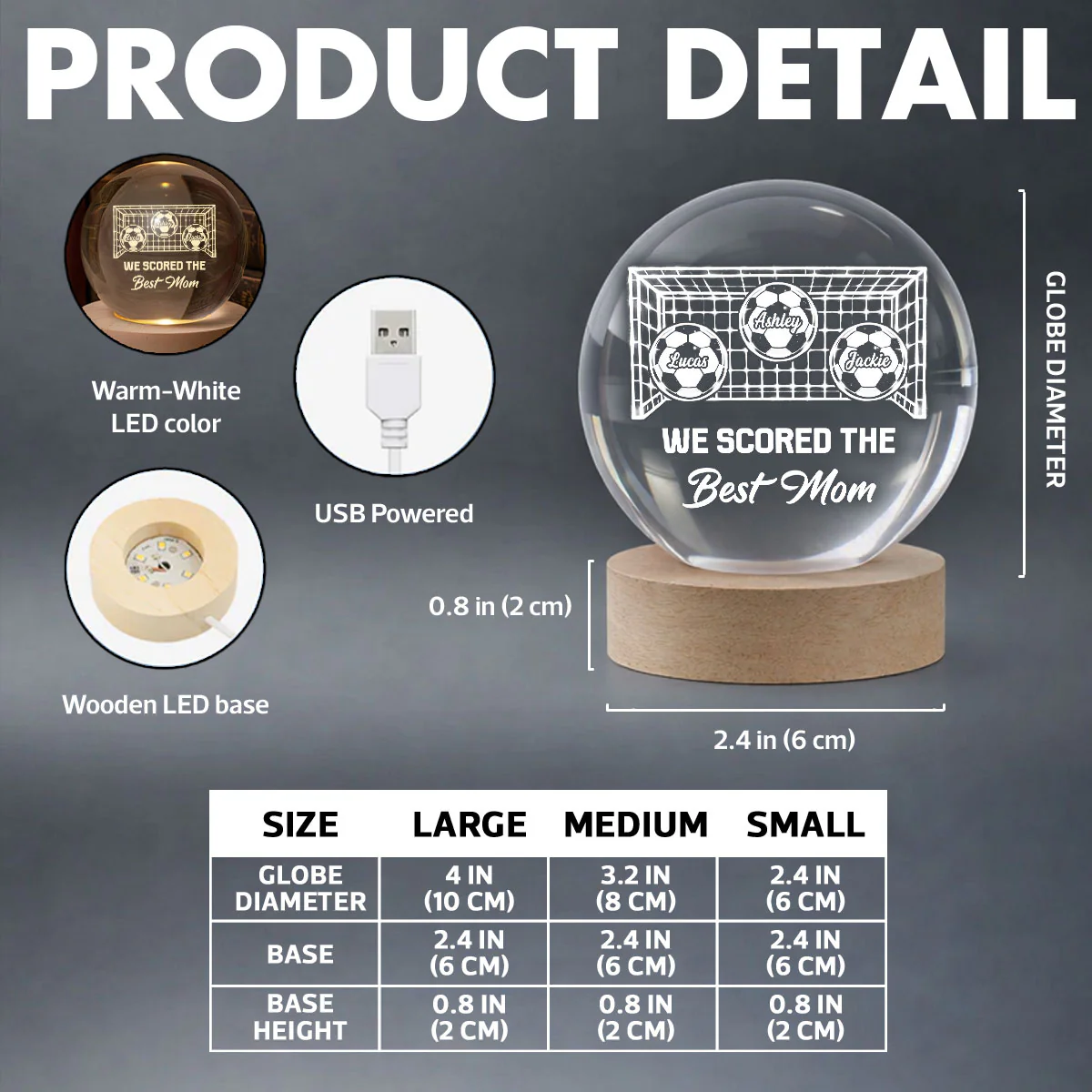 We Scored The Best Mom Soccer Mom - Personalized Crystal Ball - Mother's Day Gift For Soccer Mom, Gift For Wife - Image 7