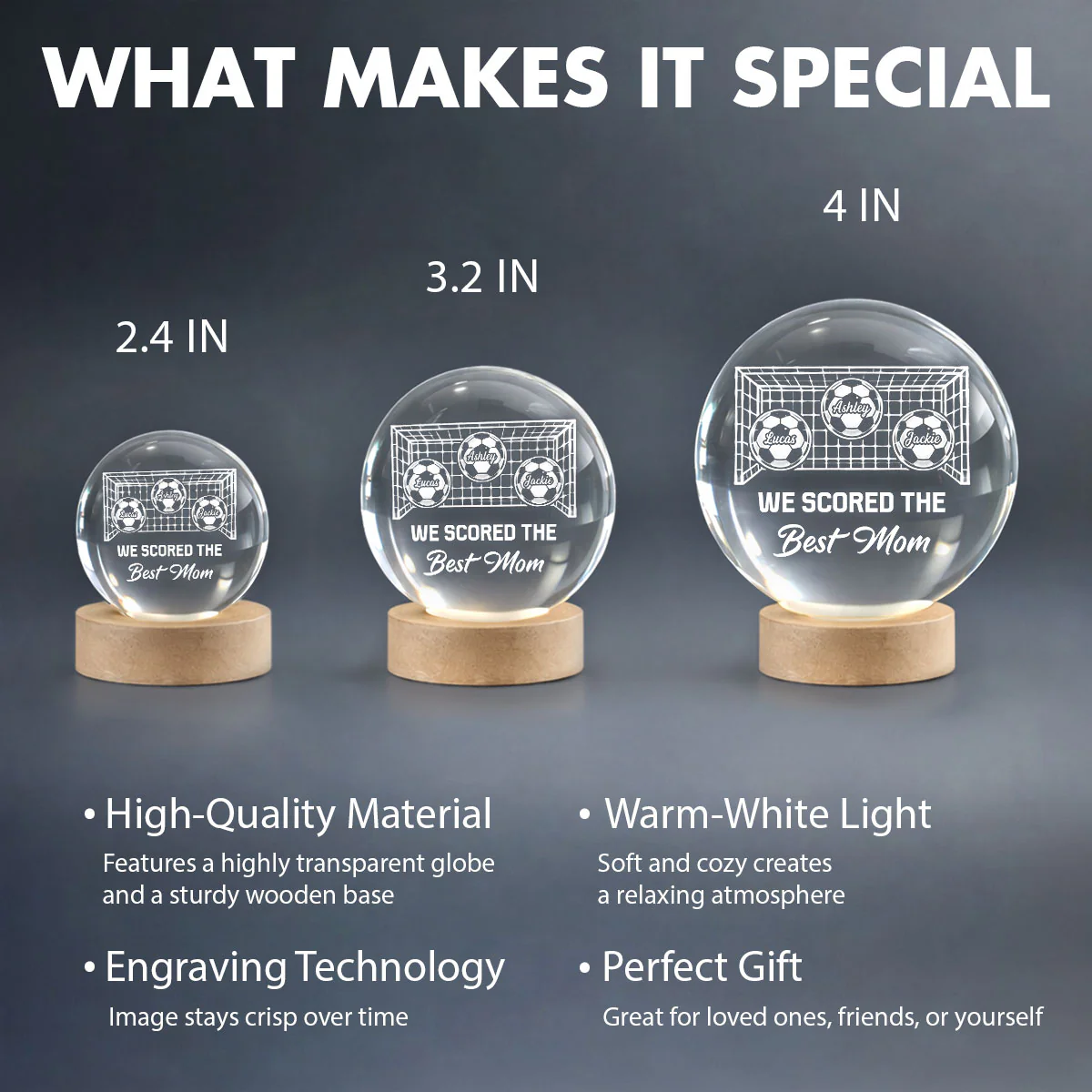 We Scored The Best Mom Soccer Mom - Personalized Crystal Ball - Mother's Day Gift For Soccer Mom, Gift For Wife - Image 8