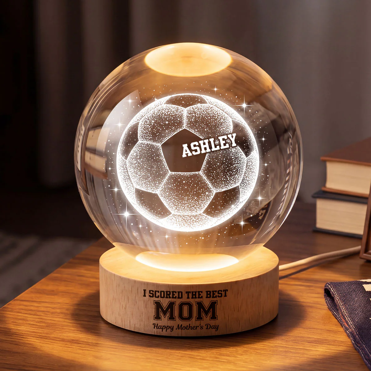 We Scored The Best Soccer Mom - Personalized Crystal Ball LED Night Light - Mother's Day Gift for Mom, Wife - Image 2