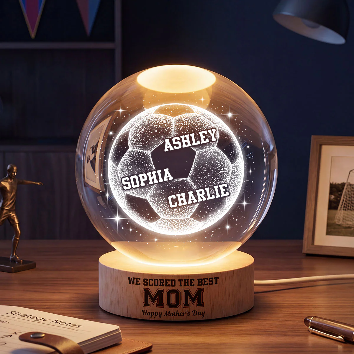 We Scored The Best Soccer Mom - Personalized Crystal Ball LED Night Light - Mother's Day Gift for Mom, Wife - Image 4