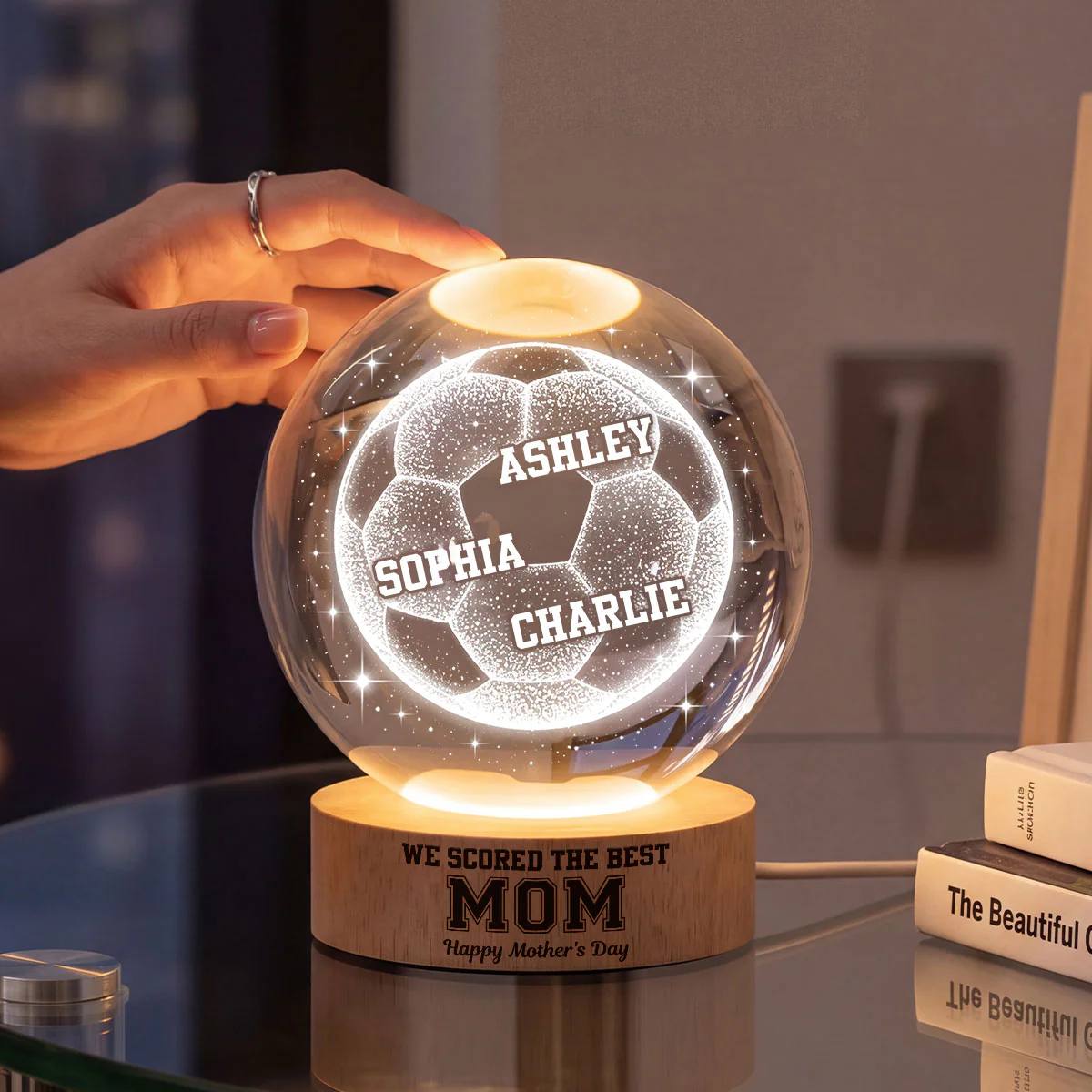 We Scored The Best Soccer Mom - Personalized Crystal Ball LED Night Light - Mother's Day Gift for Mom, Wife - Image 5