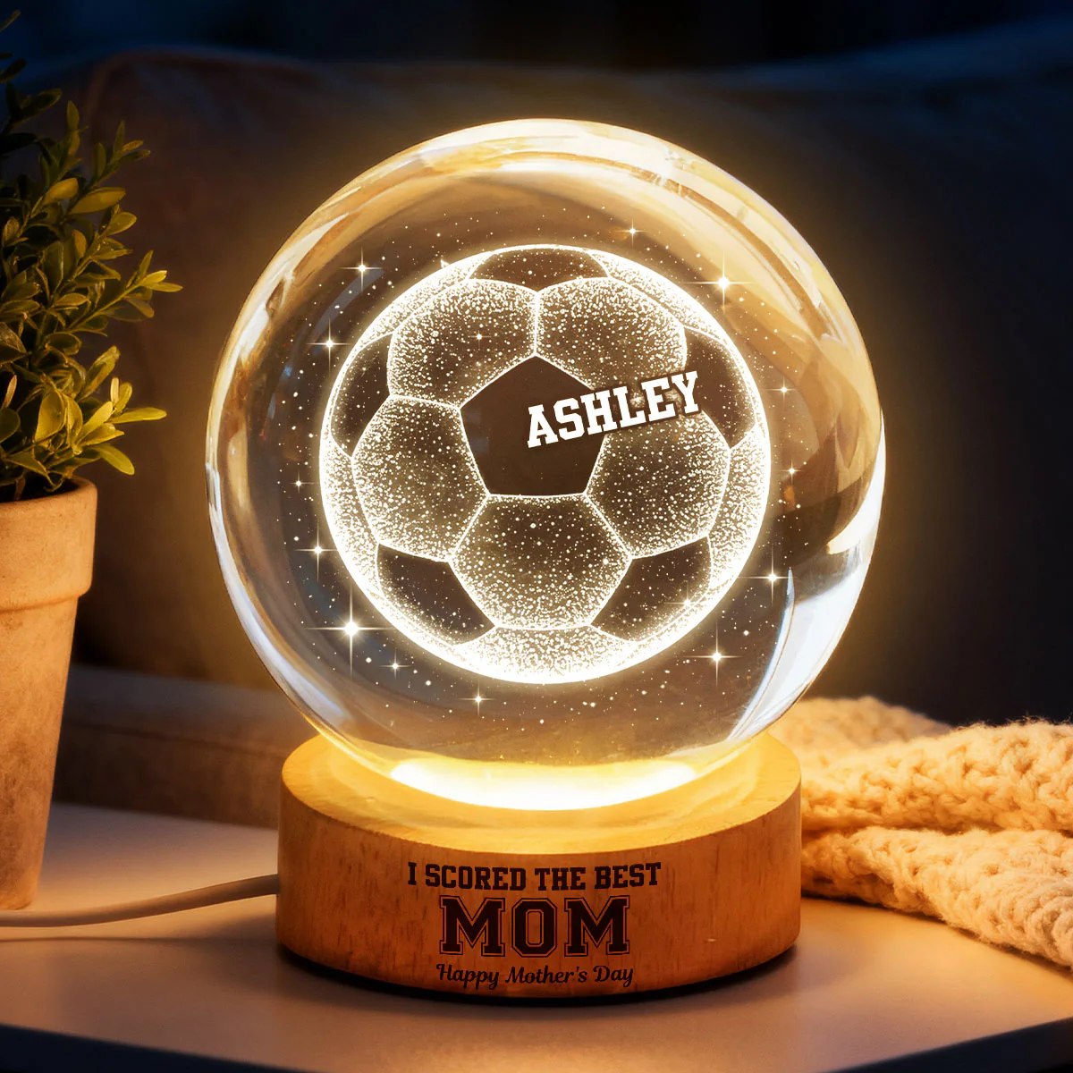 We Scored The Best Soccer Mom - Personalized Crystal Ball LED Night Light - Mother's Day Gift for Mom, Wife - Image 6