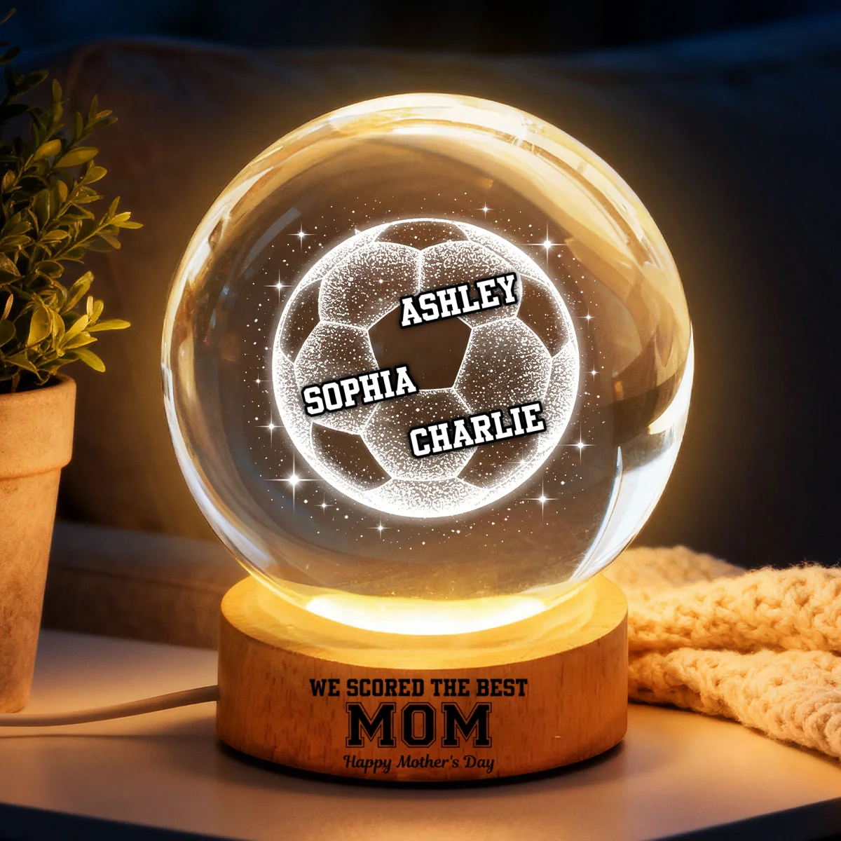 We Scored The Best Soccer Mom - Personalized Crystal Ball LED Night Light - Mother's Day Gift for Mom, Wife - Image 9