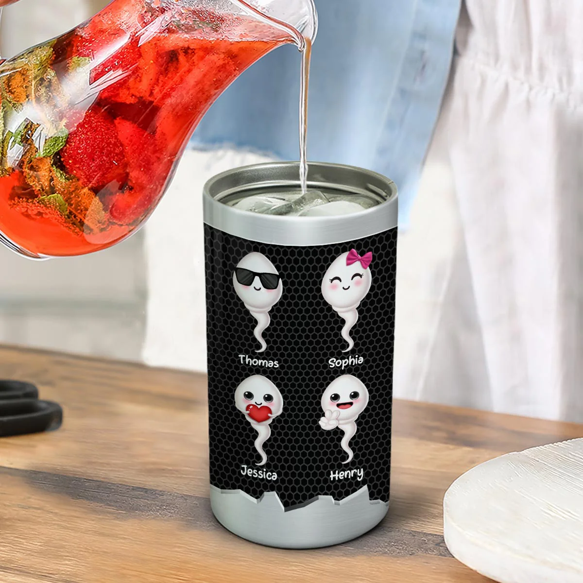 We Used To Live In Your Ball Cute Little Kids Personalized 4 In 1 Can Cooler, Father‘s Day Gift For Dad - Image 4