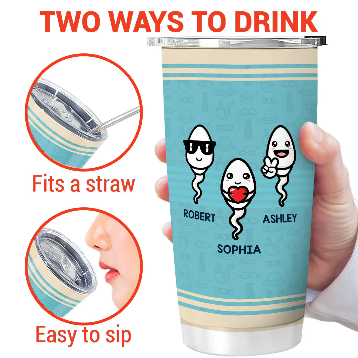 We Used To Live In Your Balls Blue Stripe Vintage Father‘s Day Gift Personalized Tumbler - Image 3
