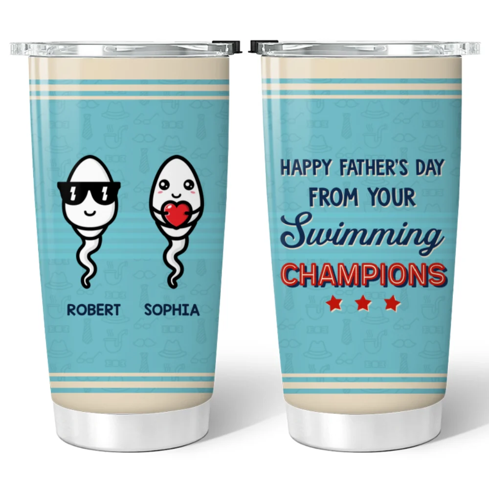 We Used To Live In Your Balls Blue Stripe Vintage Father‘s Day Gift Personalized Tumbler - Image 5