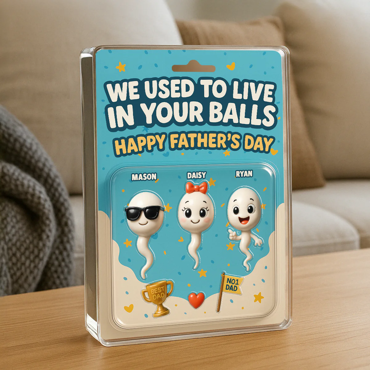 We Used To Live In Your Balls Dad Customer Figure Personalized Acrylic Block Plaque,  Gift for Dad, Gift for Husband - Image 2