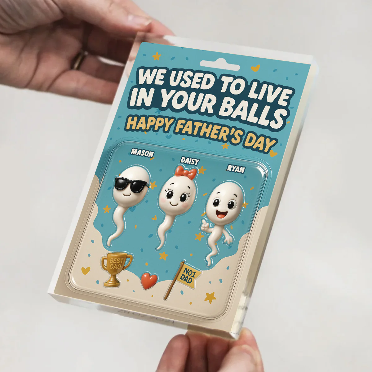 We Used To Live In Your Balls Dad Customer Figure Personalized Acrylic Block Plaque,  Gift for Dad, Gift for Husband - Image 4