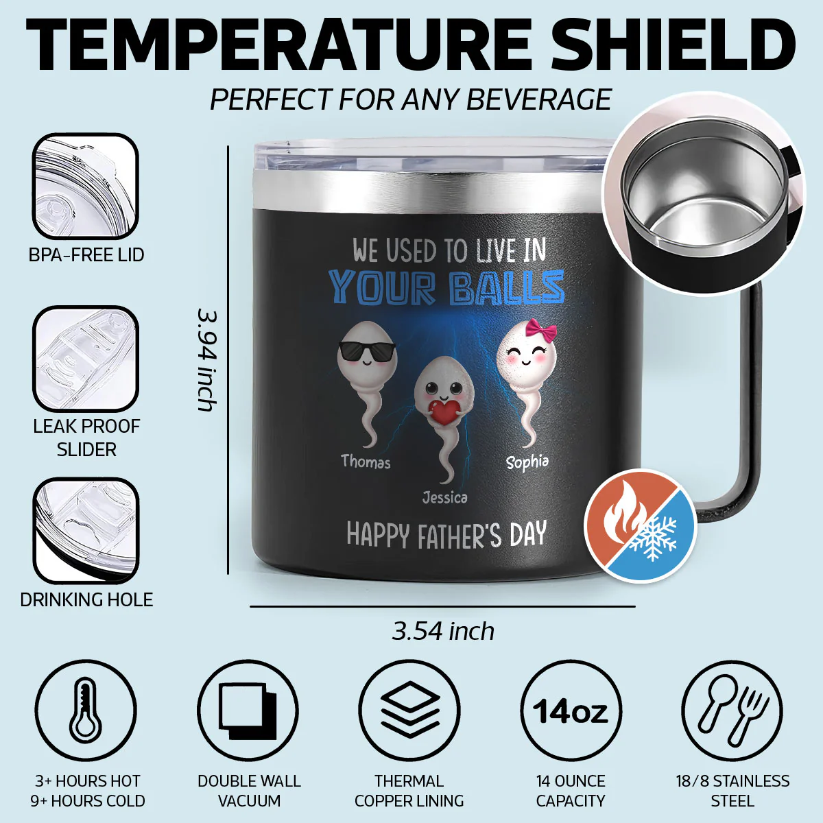 We Used To Lived In Your Balls Cute Little Kids Personalized Stainless Steel Tumbler With Handle - Image 5