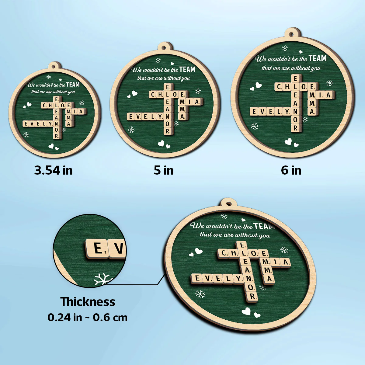 We Wouldn't Be The Team Without You Crossword Puzzle Art - Personalized 2-Layer Wooden Ornament - Gift For Colleagues - Image 6