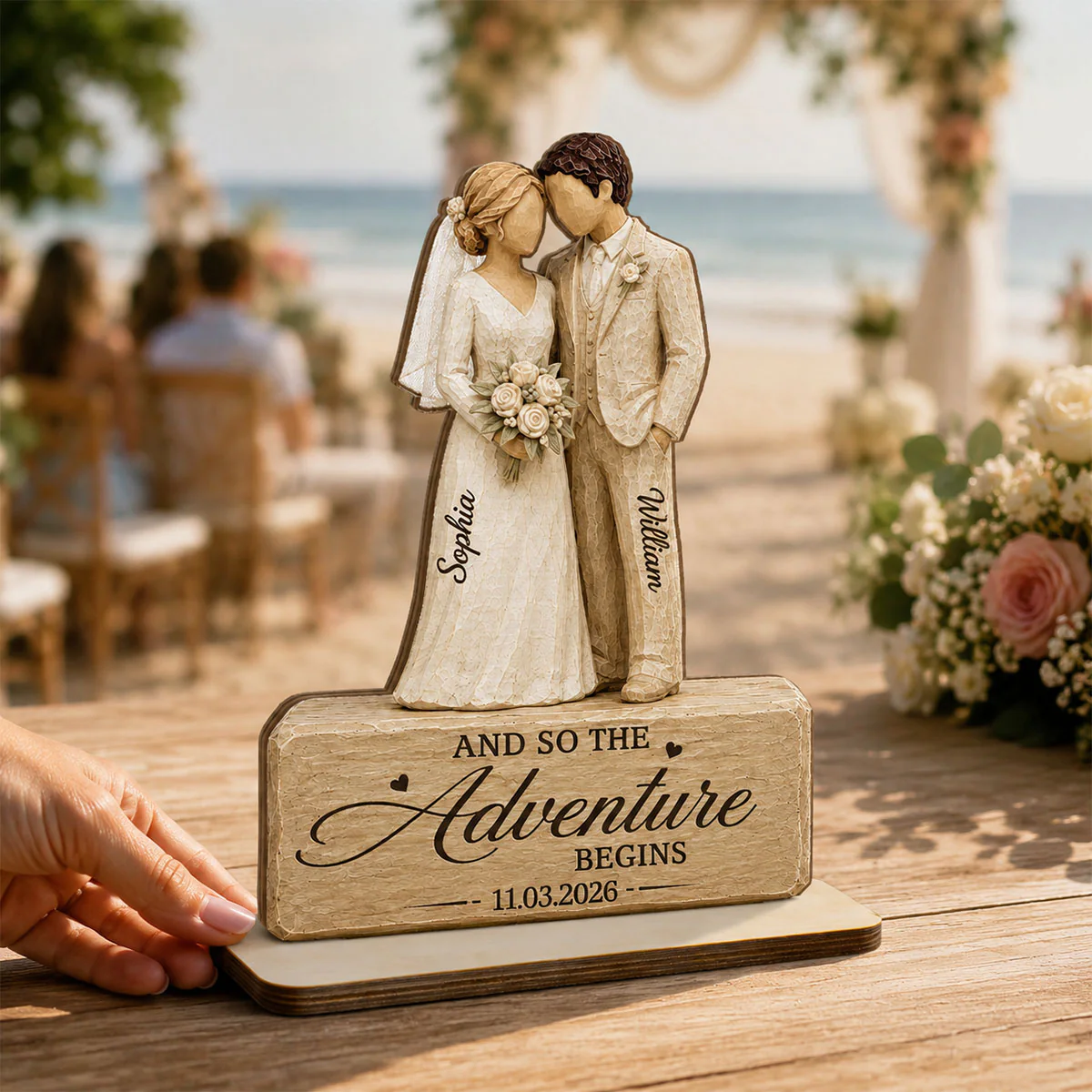 Wedding Couple 2D Flat - Personalized 2-Layered Wooden Plaque - Wedding Keepsake Gift For Couple - Image 7