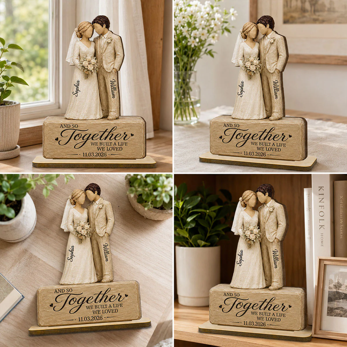 Wedding Couple 2D Flat - Personalized 2-Layered Wooden Plaque - Wedding Keepsake Gift For Couple - Image 8
