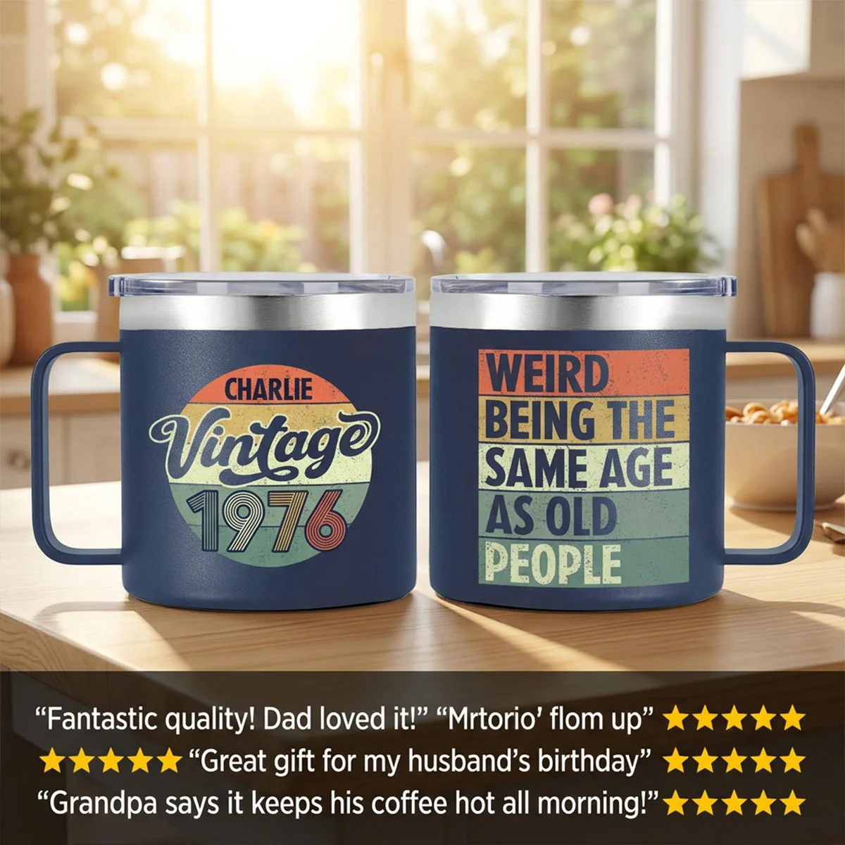 Weird Being The Same Age As Old People Vintage Style - Personalized Stainless Steel Tumbler With Handle - Funny Birthday Gift - Image 12