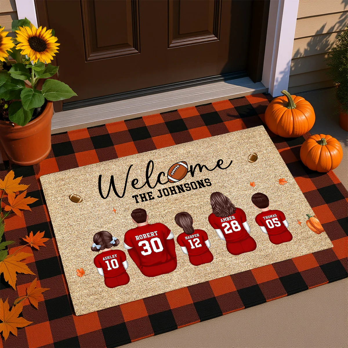 Welcome Football Season Family Decor Personalized Doormat - Image 5