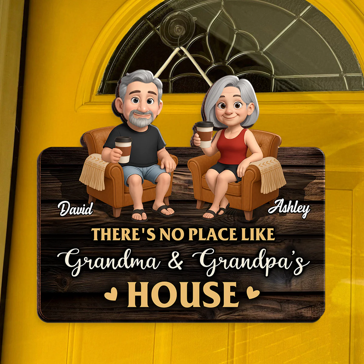 Welcome To Grandma Grandpa House Personalized Wood Sign - Image 2