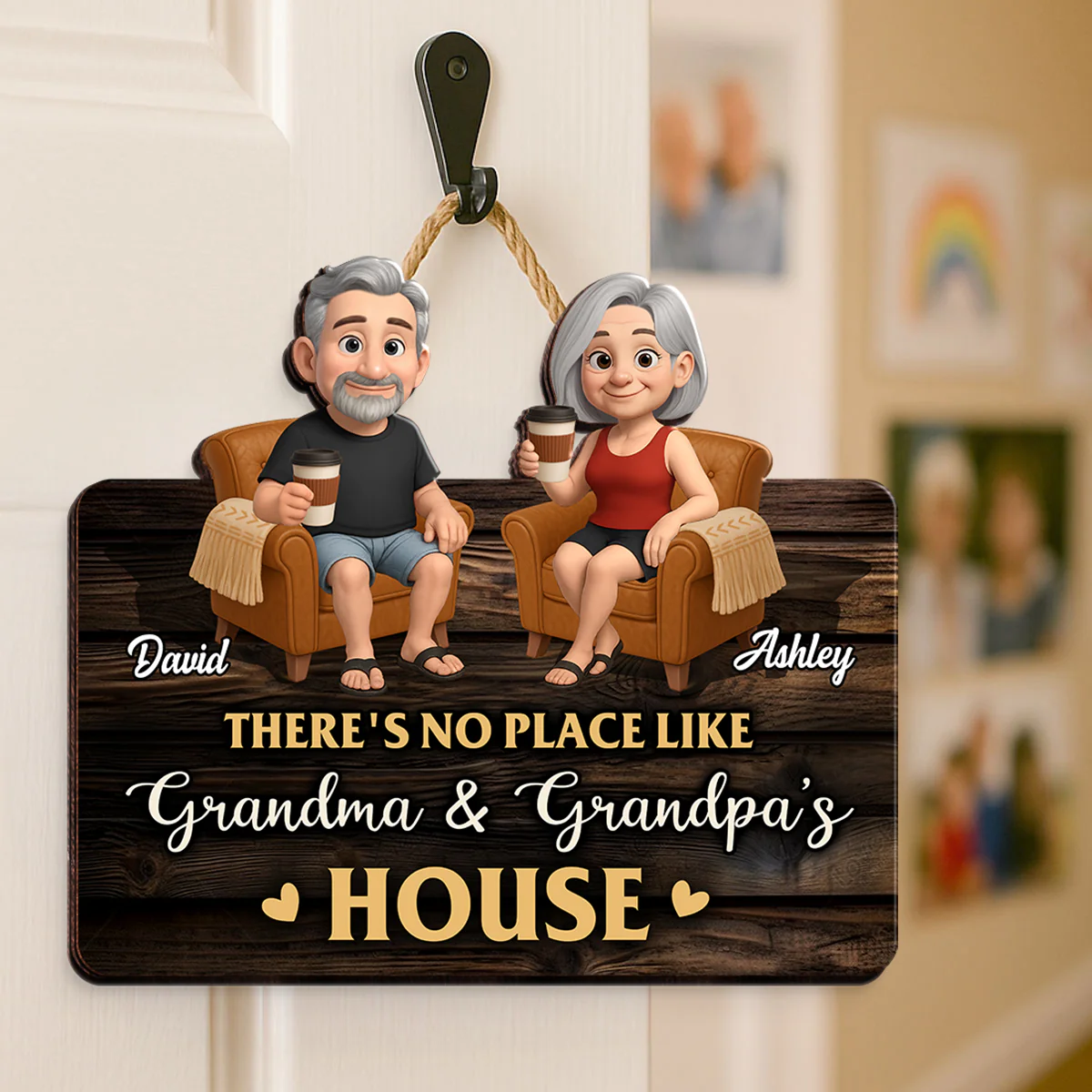 Welcome To Grandma Grandpa House Personalized Wood Sign - Image 3