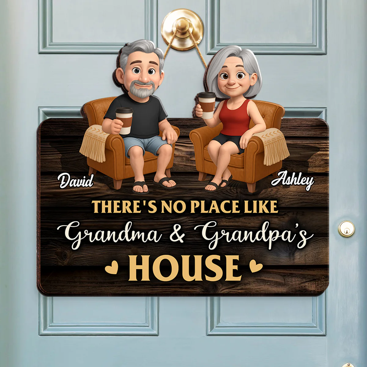 Welcome To Grandma Grandpa House Personalized Wood Sign - Image 4