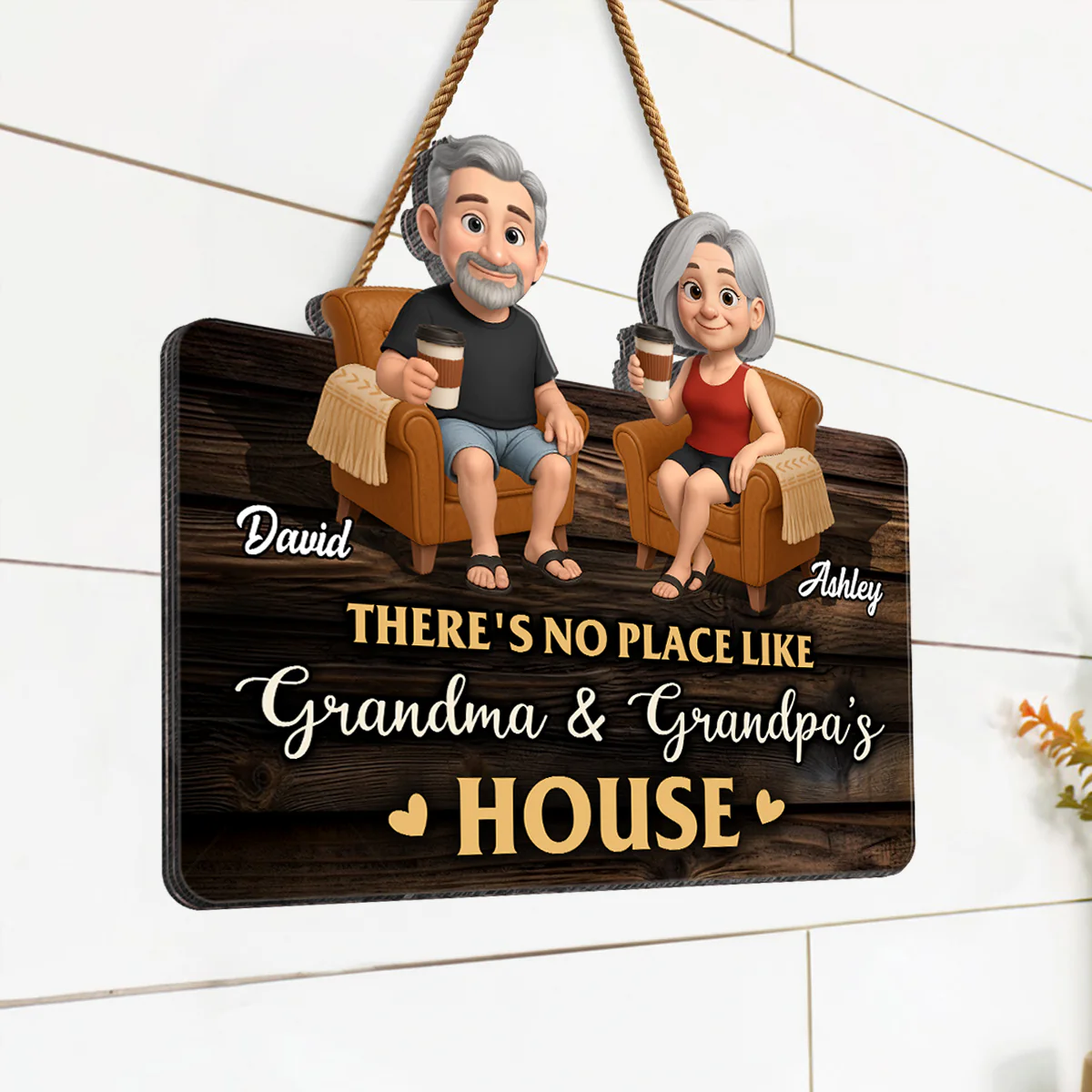 Welcome To Grandma Grandpa House Personalized Wood Sign - Image 5