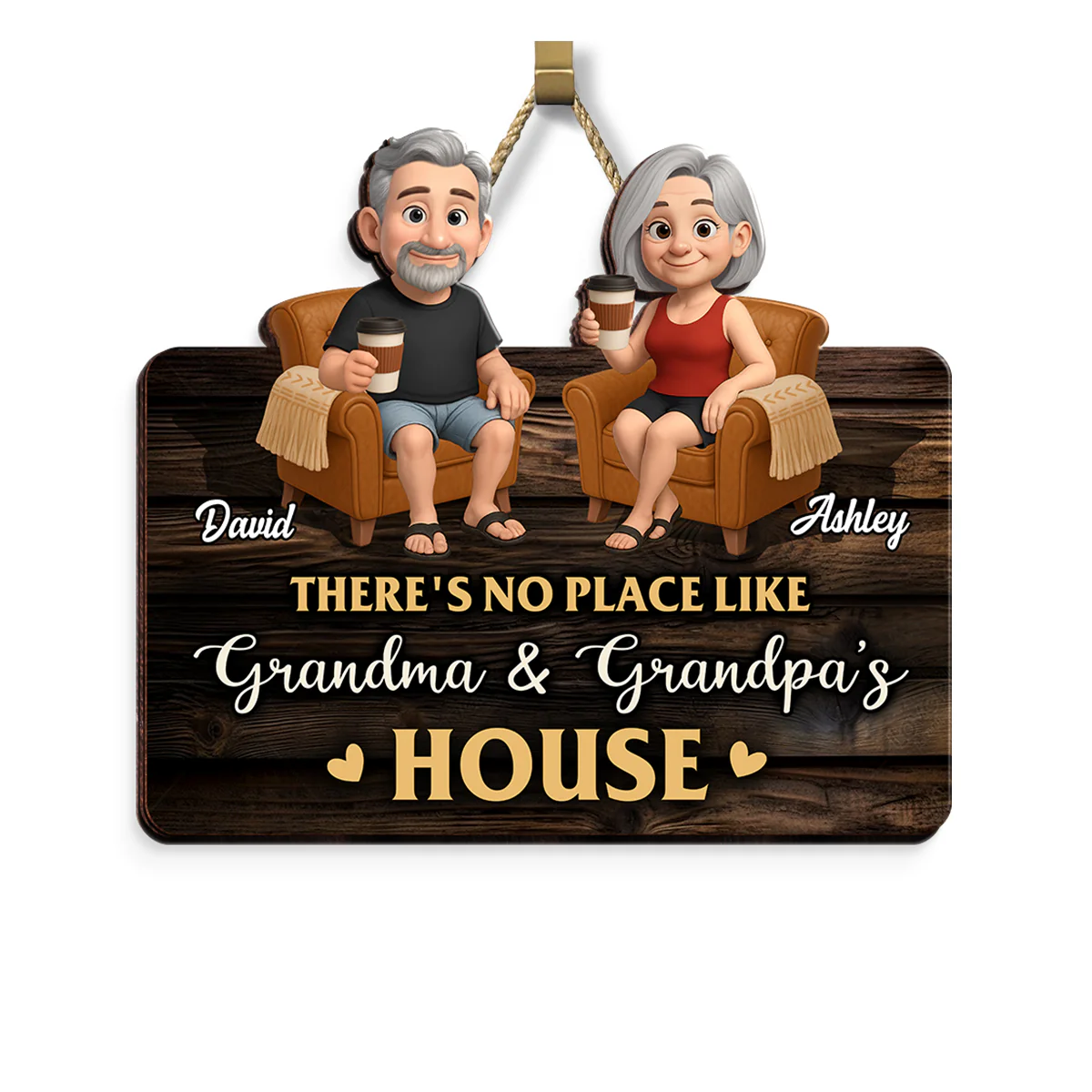 Welcome To Grandma Grandpa House Personalized Wood Sign - Image 6