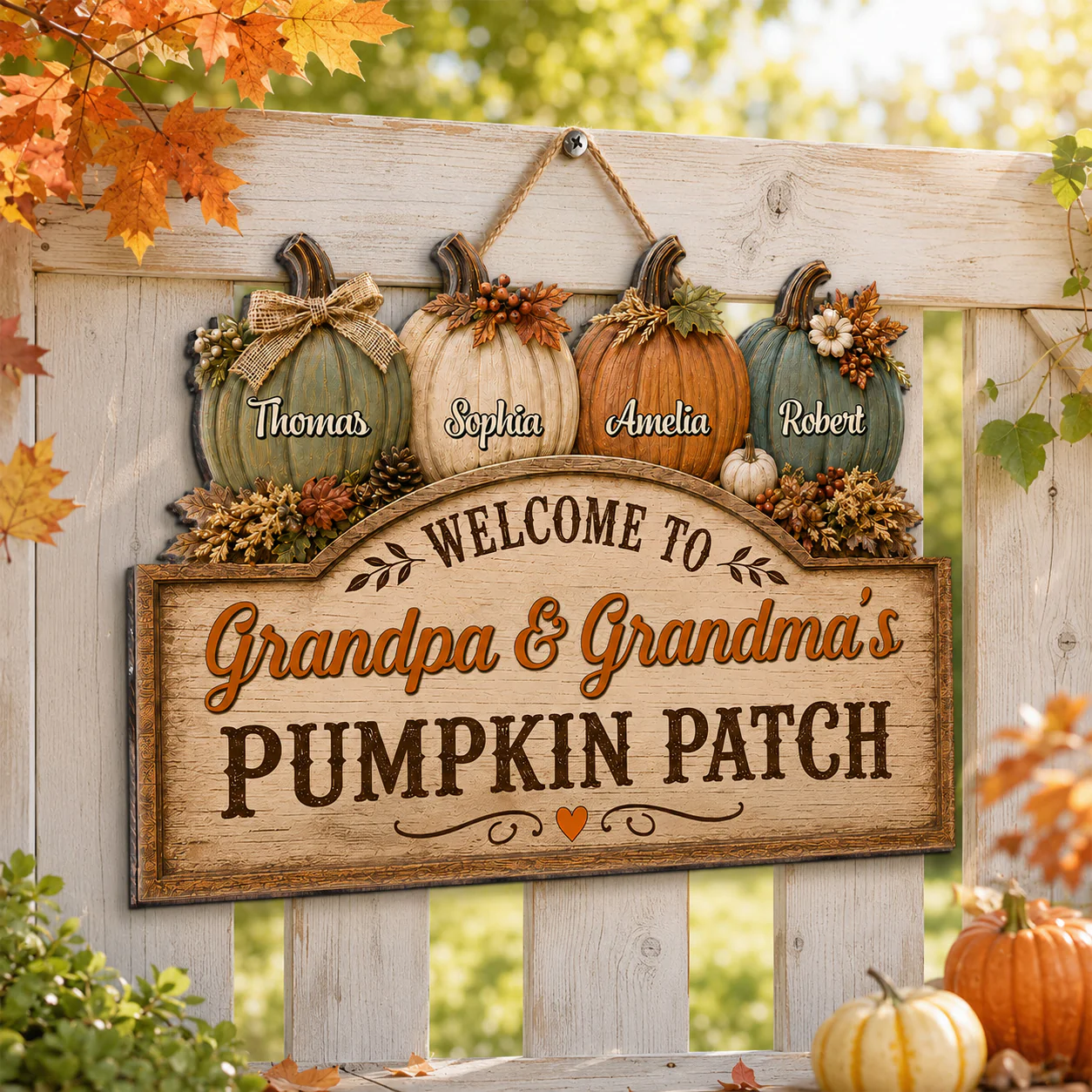 Welcome To Grandma Grandpa Pumpkin Patch 2D Flat - Personalized Door Hanger - Image 2