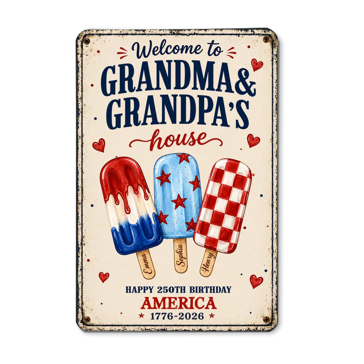 Welcome to Grandma Grandpa's House, 250th Anniversary - Personalized Metal Sign - Summer Decor - Image 7