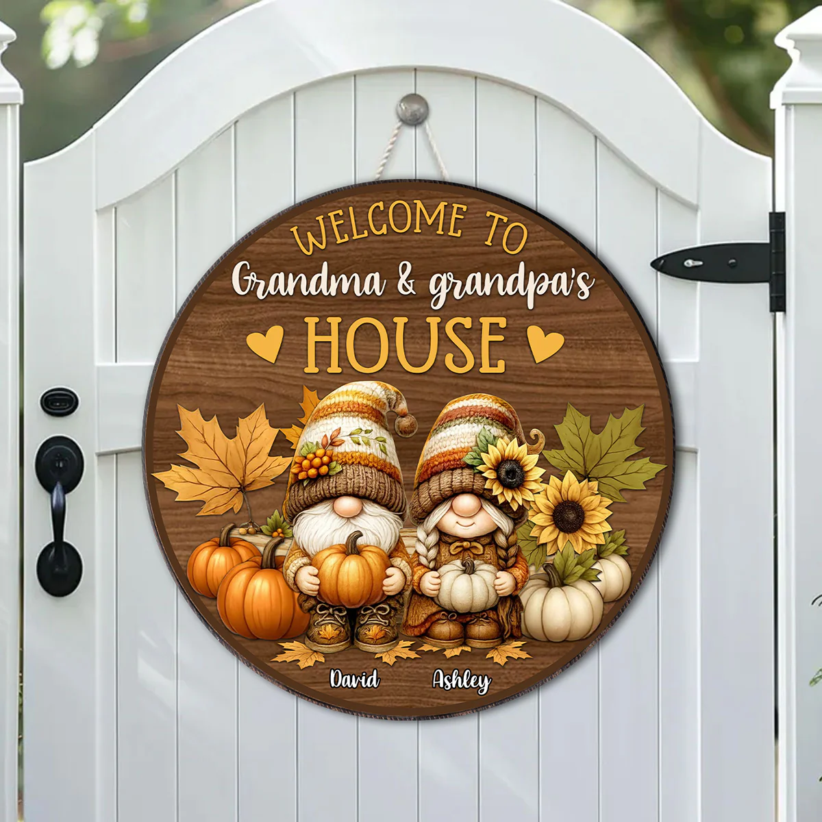Welcome to Grandma & Grandpa's House Personalized Door Hanger Sign, Fall Decor for Grandparents - Image 6