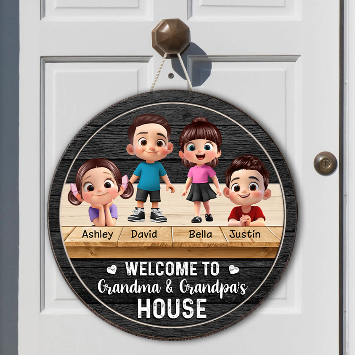 Welcome to Grandma & Grandpa's House Personalized Wooden Door Sign, Fall Decor for Grandparents - Image 5