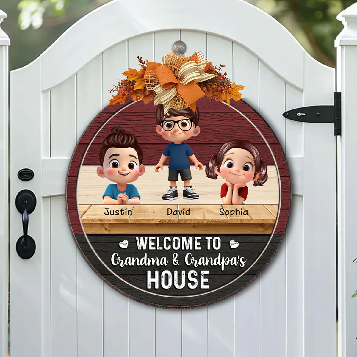 Welcome to Grandma & Grandpa's House Personalized Wooden Door Sign, Fall Decor for Grandparents - Image 7
