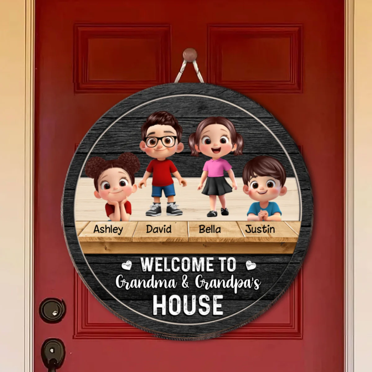 Welcome to Grandma & Grandpa's House Personalized Wooden Door Sign, Fall Decor for Grandparents - Image 9